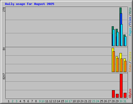 Daily usage for August 2025