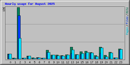 Hourly usage for August 2025